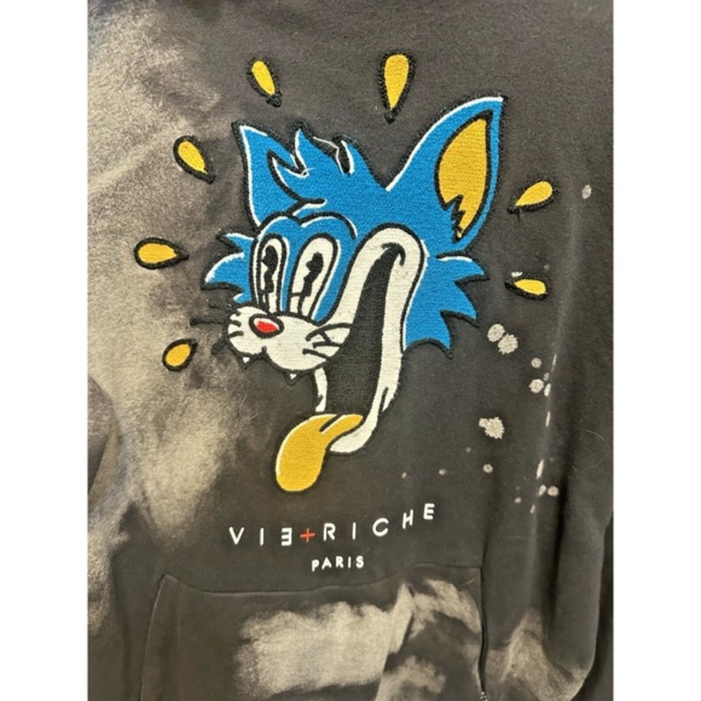 VIE+RICHE Paris Graphic Cat Tie Dye Hoodie Men's Size Medium